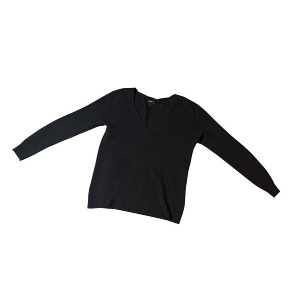 Theory Women's Cashmere V-Neck Pullover Sweater Size S Black Long Sleeve Knit - Picture 6 of 11